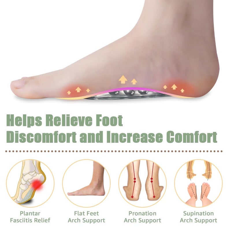 Skyfoot Arch Support Inserts for Flat Feet  Plantar Fasciitis  Arch Insoles for Foot Pain and Pressure Relief - 3 Pairs (Black Crystal) - Image 2